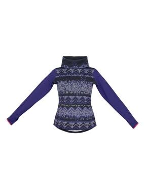Nike Pro Dri-FIT Women M Nordic Print Cowl Neck Long Sleeve Training Top Purple